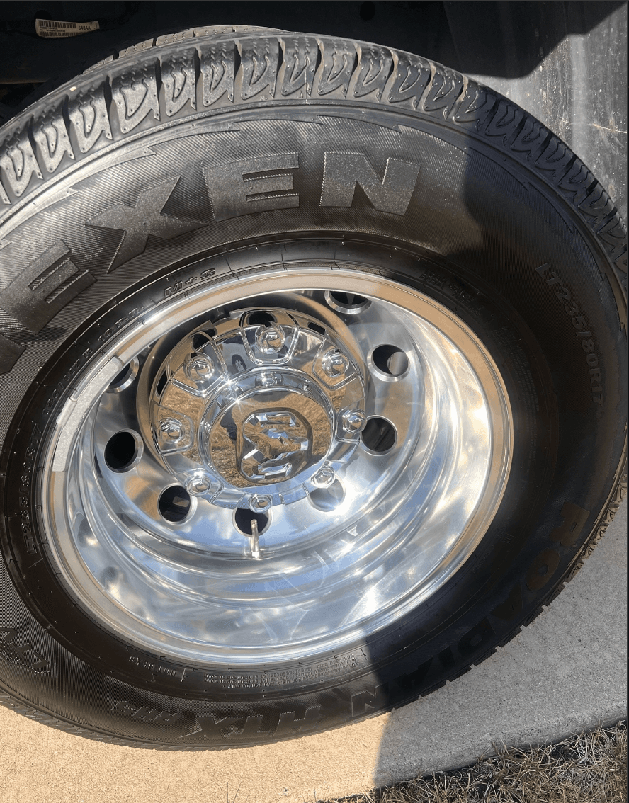Ram 3500 chrome dually wheel polished to mirror finish